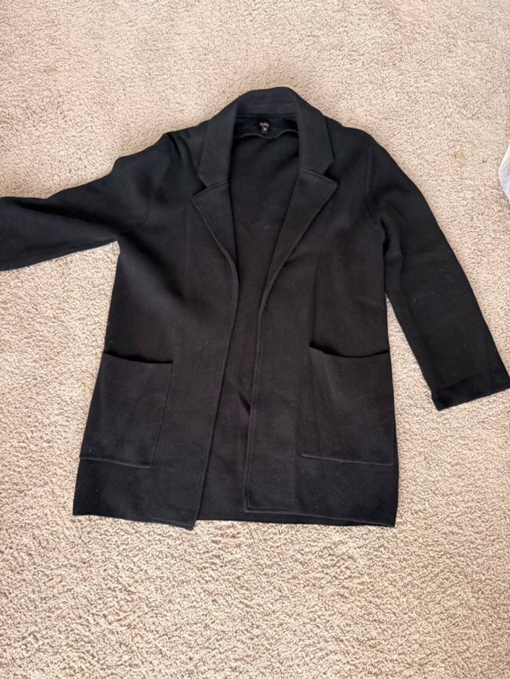 Quince Black Open-Front Blazer Jacket